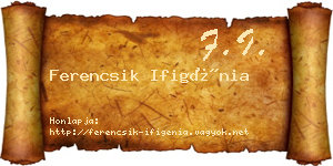 Ferencsik Ifigénia névjegykártya